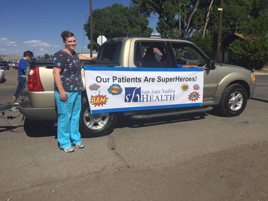 Parade truck with banner