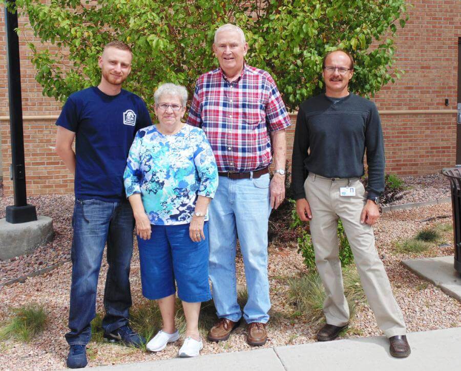 From left to right, EMT-P Kyle Crawford, Gurtha and James McCrea, and Emergency Director Ted Andersen