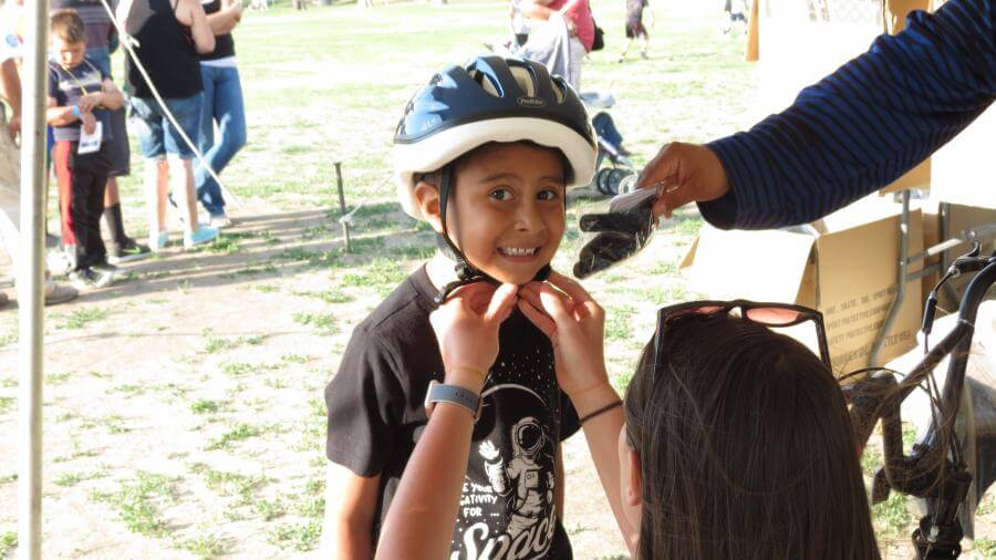 smiling boy with helmet