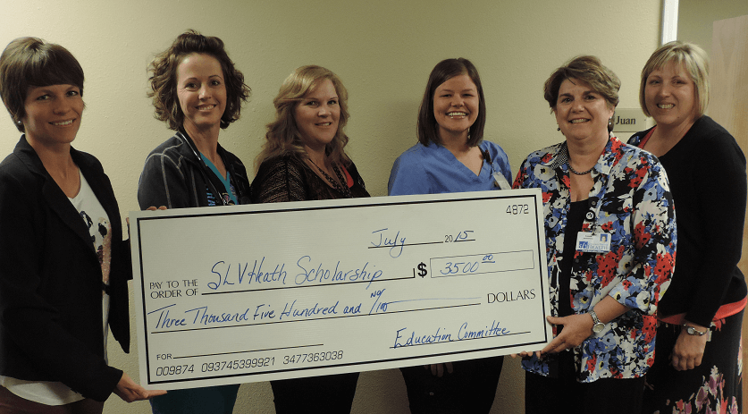 (Pictured from Left to Right): Karla Hardesty –President Board of Trustees, Heather Haefeli, Wendy DeHerrera, Colleen Kaiser, Konnie Martin CEO of SLV Health, Dawn Weed-Director of Education Committee.