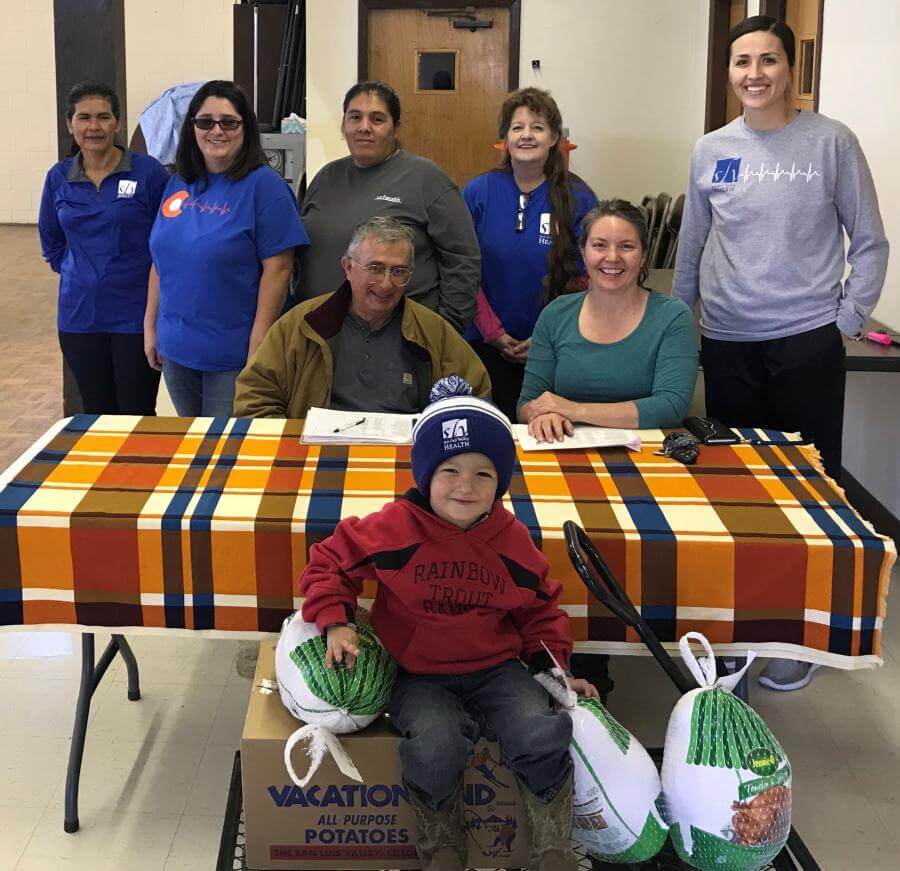 La Jara Food Bank Director Matthew Gallegos and SLV Health Staff